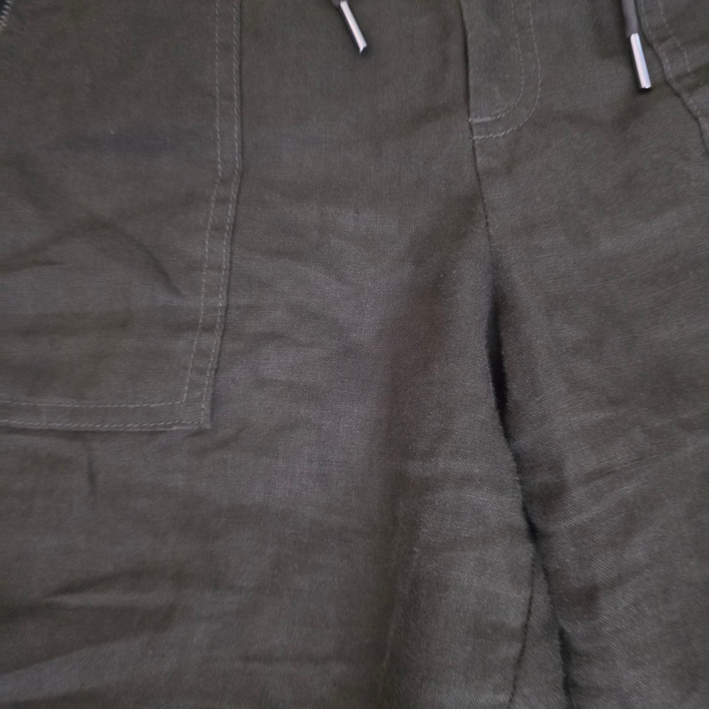 Athleta Dark Olive Green Drawstring Elastic Waist Linen Jogger Pants Size 8 - Picture 5 of 15